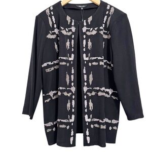 Misook Heritage Fit Embroidered Open Front Cardigan Jacket NWT XL